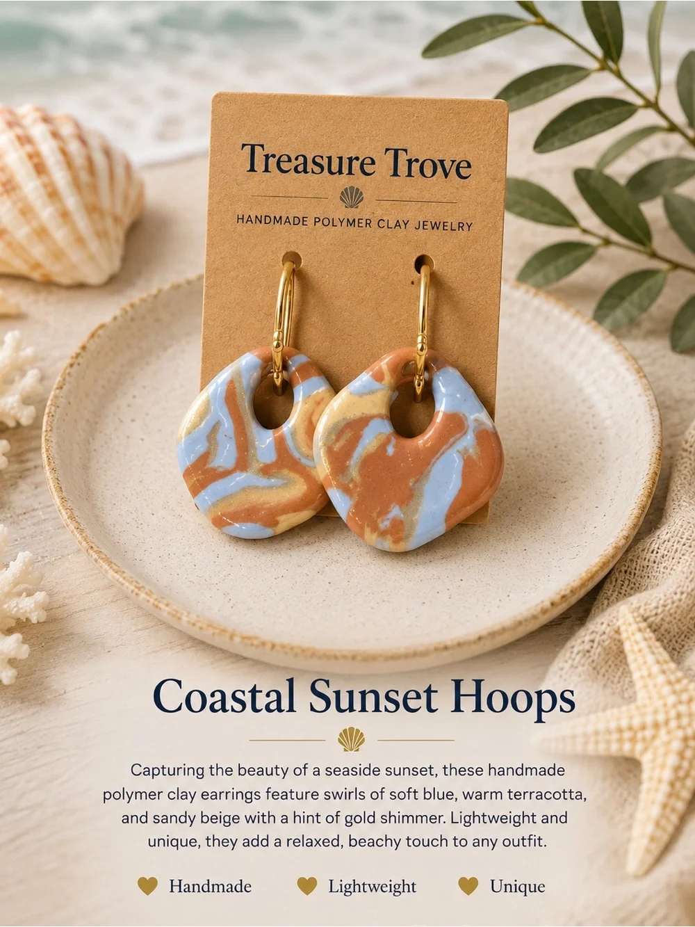 Treasure Trove Coastal Sunset Hoops — Blue & Terracotta Earrings